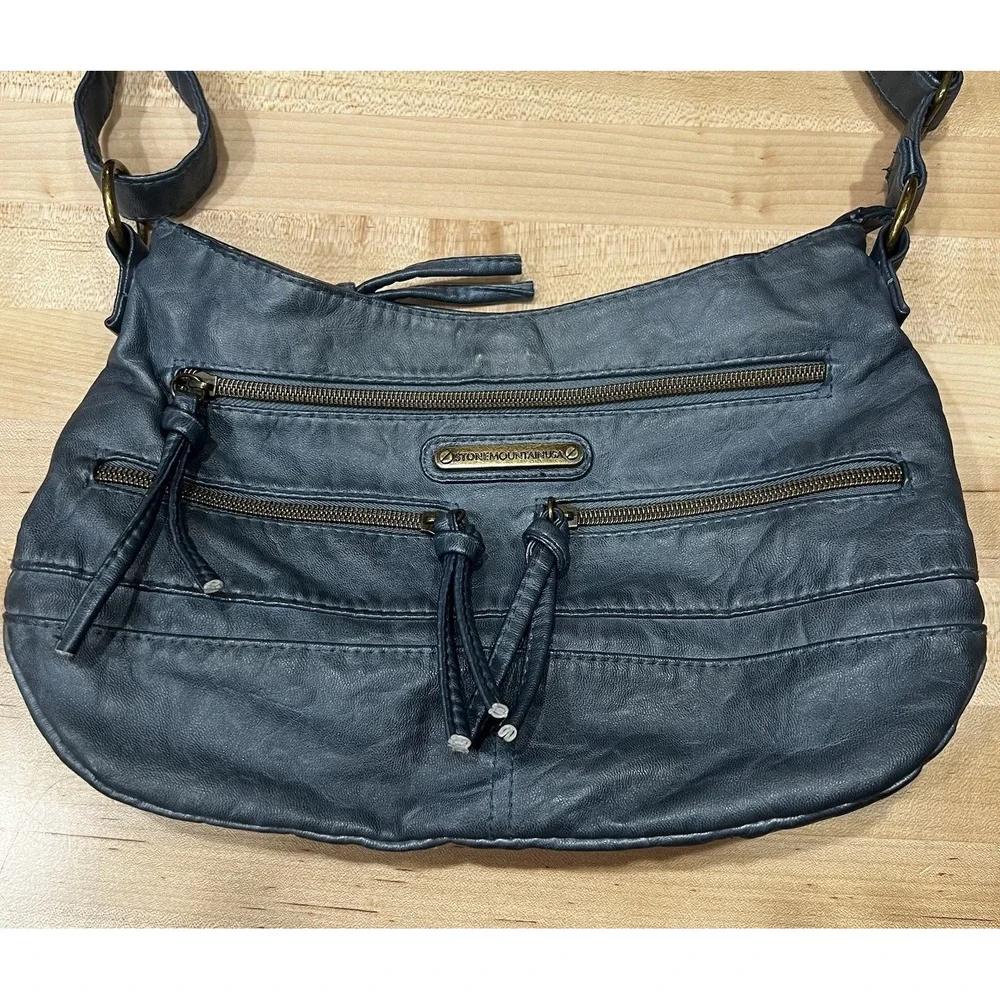 Stone‎ Mountain USA Blue Faux Leather Crossbody Bag